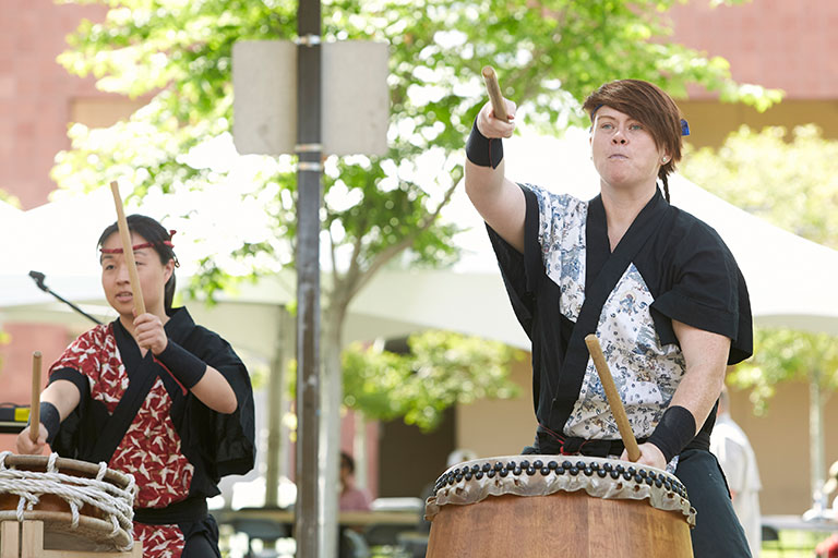 Traditional Japanese drum performers.